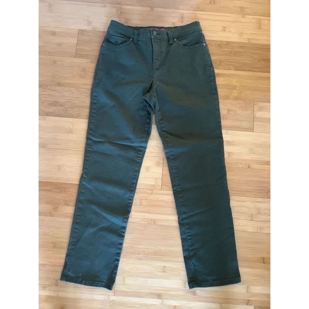 Gloria Vanderbilt Straight Leg Pants Olive Green Size 6S Fall Earthy Normcore - Picture 2 of 6